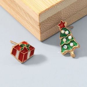 Holiday Christmas Tree And Present Stud Earrings